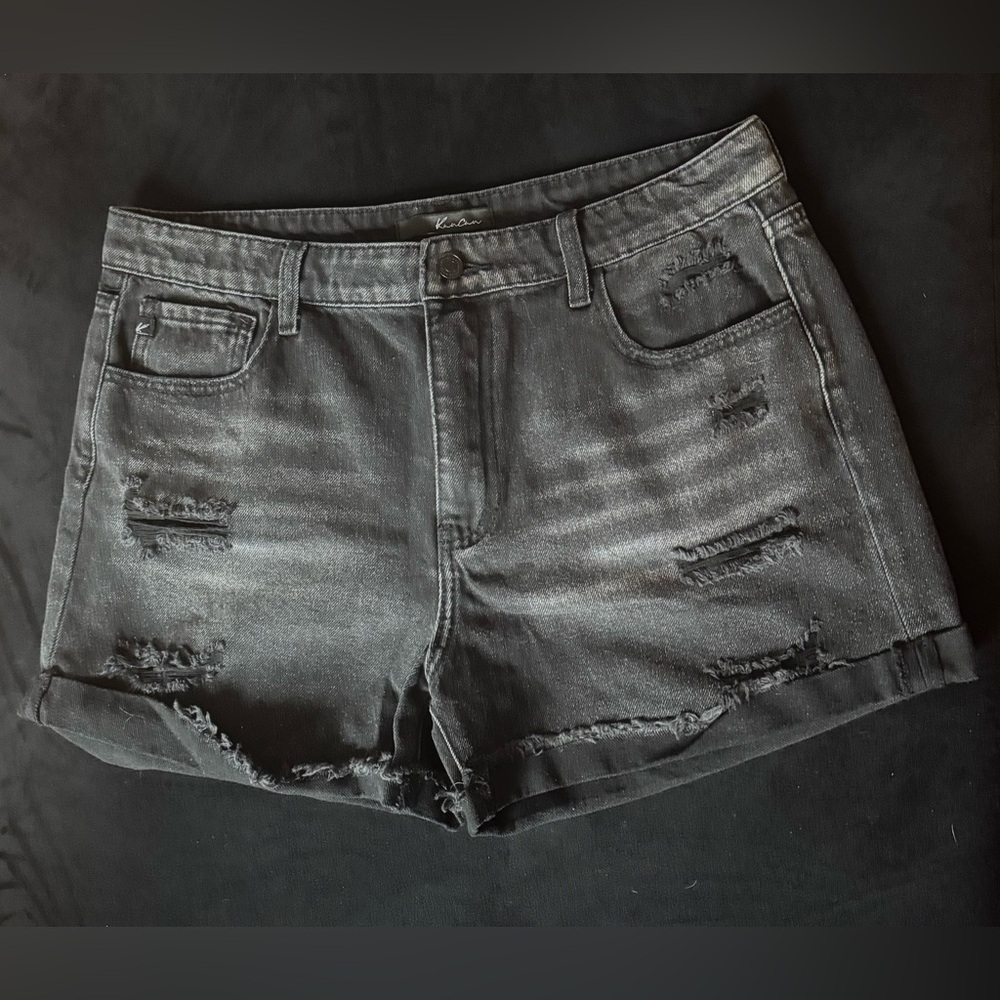 KanCan Black Distressed Denim Shorts Size 13